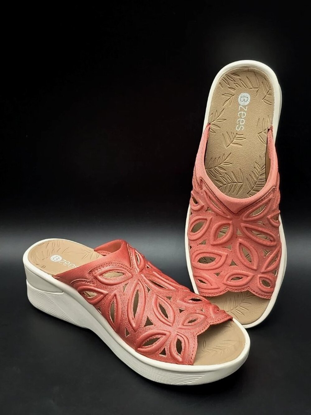 Bzees Susie Terra Cotta Slip-on Orange Wedge Sandals Shoes Women's Size 8.5M